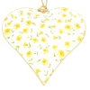 Deko Herz mit Blumen, Metallherz mit Blumen gelb, 15cm, Hänger