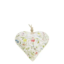 Deko Herz mit Blumen, Metallherz mit Wiesenblumen pastell, 10cm, Hänger