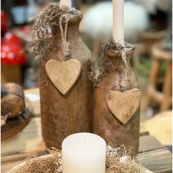 Deko Herz natur, Holzherz zum Hängen natur, 8x8cm, Hänger