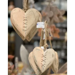 Deko Herz, rosa-weiß, used look, 9cm, Hänger