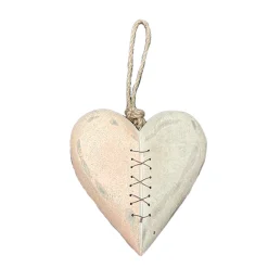 Deko Herz, rosa-weiß, used look, 13cm, Hänger