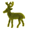 Deko Hirsch grün beflockt, moosgrüner Hirsch, 27cm