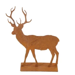 Deko Hirsch, Hirsch aus Metall-Rost, 32x27cm, Aufsteller