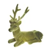 Deko Hirsch, Hirsch samtlook, grün beflockt, liegend, 14cm