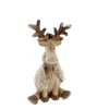 Deko Hirsch Winter, Hirsch in Holzoptik mit Schal, 13x21cm, Polyresin