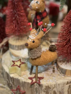 Deko Hirsche, Filzhirsche mit Schal, 17+20cm, 2-fach sort, Set/2