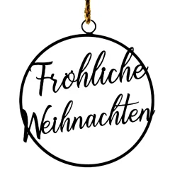 Deko Hänger Weihnachten: Fröhliche Weihnachten, Metallschild schwarz, Ø30cm, DIJK Natural Collections