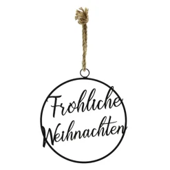 Deko Hänger Weihnachten: Fröhliche Weihnachten, Metallschild schwarz, Ø30cm, DIJK Natural Collections