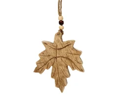 Deko Holzhänger Ahornblatt, Mangoholz natur, 9x12 cm