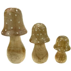 Deko Holzpilz, Fliegenpilz natur, schmale Kappe, 11x6cm