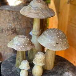 Deko Holzpilz, Fliegenpilz natur, breite Kappe, 20x15cm