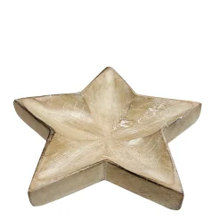 Deko Holzschale Weihnachtsstern, Holzstern used look, Plätzchenteller, Ø15cm