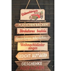 Deko Holzschild Weihnachtsregeln, Hängeschild mit Weihnachtsregeln, 60x35cm