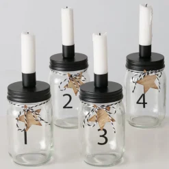 Deko Kerzengläser Advent, Kerzenhalter mit Zahlen 1-4 und Holzstern, Boltze Home Collections