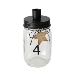 Deko Kerzengläser Advent, Kerzenhalter mit Zahlen 1-4 und Holzstern, Boltze Home Collections