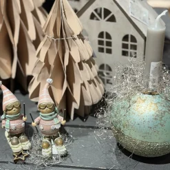 Deko Kerzenhalter Weihnachtskugel, gold-, blau- oder rosetöne, Ø10cm, rustikaler Stabkerzenhalter