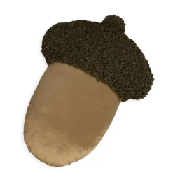 Deko Kissen Eichel, Zierkissen Herbst, Eichelkissen aus Teddyfell und Samt