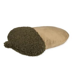 Deko Kissen Eichel, Zierkissen Herbst, Eichelkissen aus Teddyfell und Samt