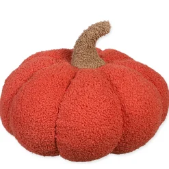 Deko Kissen Kürbis orange, kuscheliges Zierkissen Herbst, Kürbiskissen aus Teddyfell
