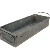 Deko Kiste Antique, längliche Schale mit Griffe, grau antik-used look, 36x10cm, Metall