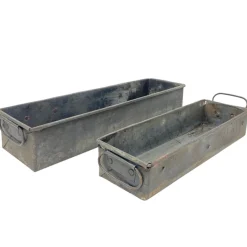 Deko Kiste Antique, längliche Schale mit Griffe, grau antik-used look, 36x10cm, Metall