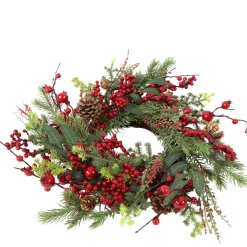 Deko Kranz Herbst, Tannenkranz mit Beeren und Zapfen, Ø45cm