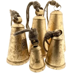 Deko Kuhglocke Eschenlohe Rustikal gold, Glocke mit Klang im Shabby Chic Look, gold-schwarz, 25cm, M