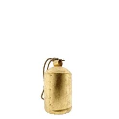 Deko Kuhglocke Schwaigen gold, Glocke mit Klang im Shabby Chic Look, gold-schwarz, 15cm