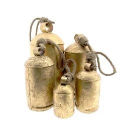 Deko Kuhglocke Schwaigen Rustikal gold, Glocke mit Klang im Shabby Chic Look, gold-schwarz, 25cm