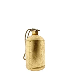 Deko Kuhglocke Schwaigen Rustikal gold, Glocke mit Klang im Shabby Chic Look, gold-schwarz, 20cm