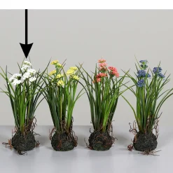Deko Kunstpflanze Wiesenblume, Wiesenblumen weiß mit Erdballen, 22cm, DPI GmbH
