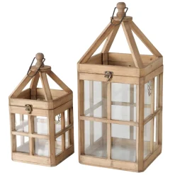 Deko Laterne Torre, Holzlaterne mit Glas-Sprossen-Fenster, 56cm, Boltze Home Collection