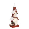 Deko LED Holzkirche beschneit, rot, 14x45cm, battriebetrieben, House of Seasons