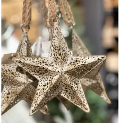 Deko Metallstern,  Antik grau-creme im 3D-Ornament-Look, Ø14cm