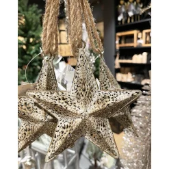 Deko Metallstern,  Antik grau-creme im 3D-Ornament-Look, Ø14cm