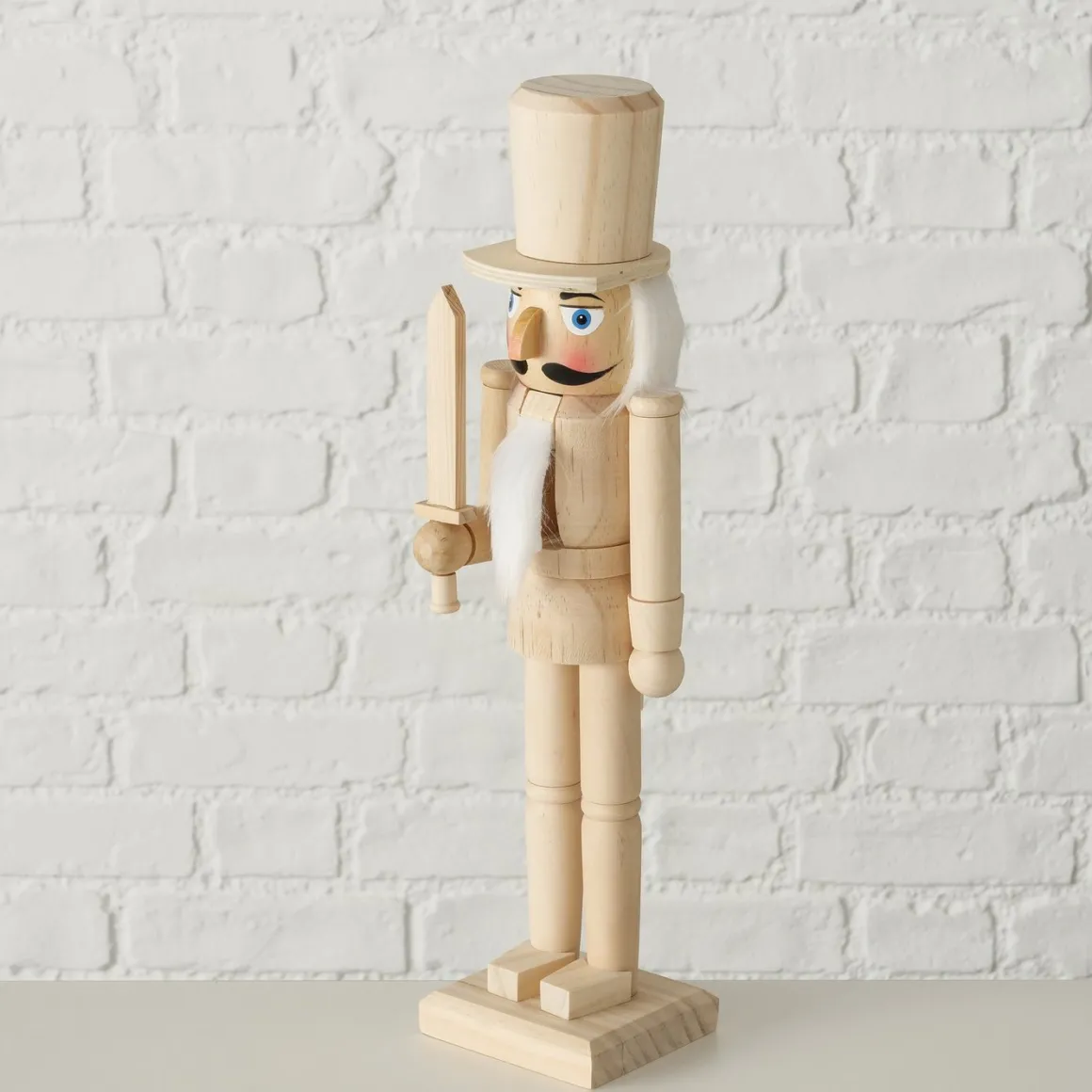 Deko Nußknacker Havre, Holzfigur mit Helm und Schwert, 38cm, Holz, Boltze Home Collections
