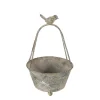 Deko Pflanztopf mit Bügel und Vogel, used look, antikgrau, 25cm, Metall