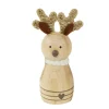 Deko Rentier, Rentier aus Holz mit Schal, natur, 15cm, Naturholz