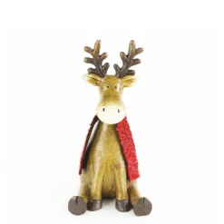 Deko Rentier Winter, Elch mit Schal, 10x15cm, Keramik