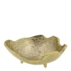 Deko Schale gold, Metallschale auf Füsse, gewellter Rand, 25x25cm
