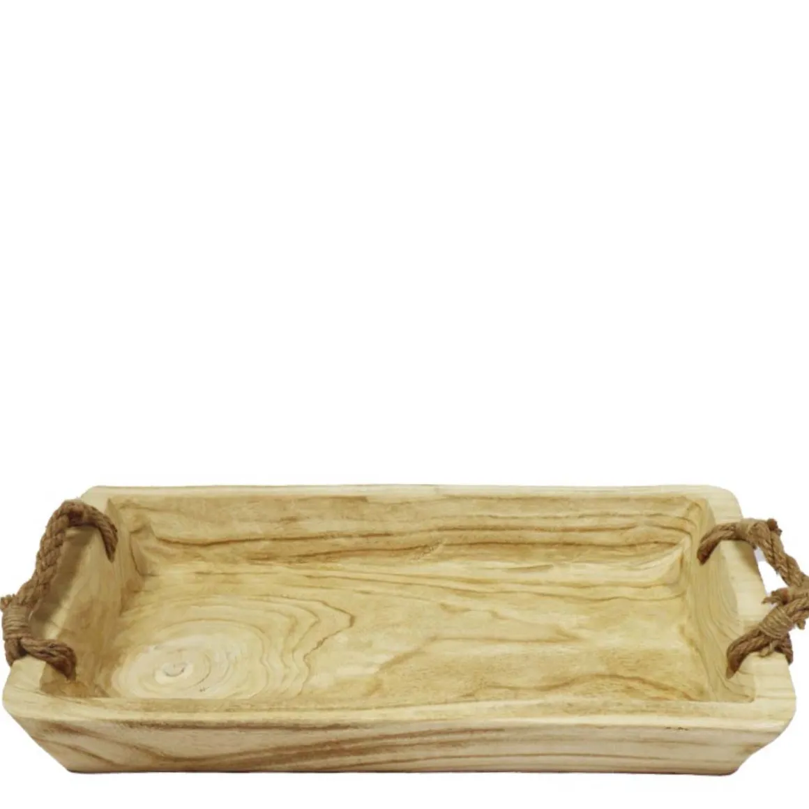 Deko Schale Naturholz, Holztablett mit Jutegriff, 58x32cm, DIJK Natural Collections