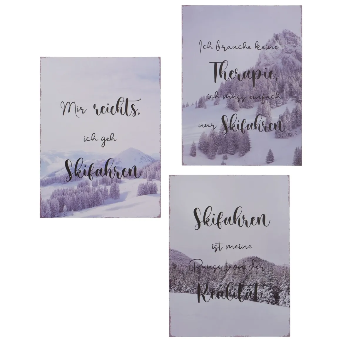 Deko Schild Skifahren used look, Metallschild: Mir reichts...., 40x30cm, Boltze Home Collections