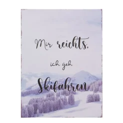 Deko Schild Skifahren used look, Metallschild: Skifahren ist meine Pause..., 40x30cm, Boltze Home Co