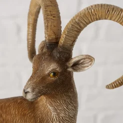 Deko Steinbock Poldie, Steinbock liegend, braun, 15cm, Boltze Home Collection