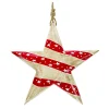 Deko Stern, Holzstern mit Sterne used look, weiß-rot gestreift, 23cm, Hänger