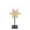 Deko Stern Naturholz, Holzstern mit Maserung Natur auf Metallständer, 25cm