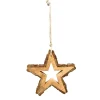 Deko Stern Naturholz, Holzstern mit Rinde, Weihnachtsstern, 23x21cm, Hänger