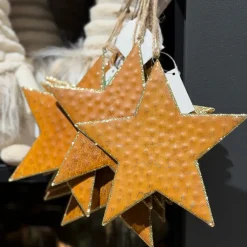 Deko Stern Weihnachten, Roststern mit Goldrand, Ø17cm, Hänger