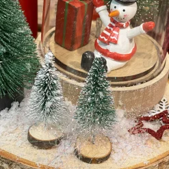 Deko Tannenbaum beschneit, kleine Bastelbäumchen beschneit, Winter grün-weiß, 7x3cm, 24St/Box