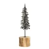 Deko Tannenbaum Brena, filigraner Metallbaum auf Naturholz, 40cm, WMG Grünberger